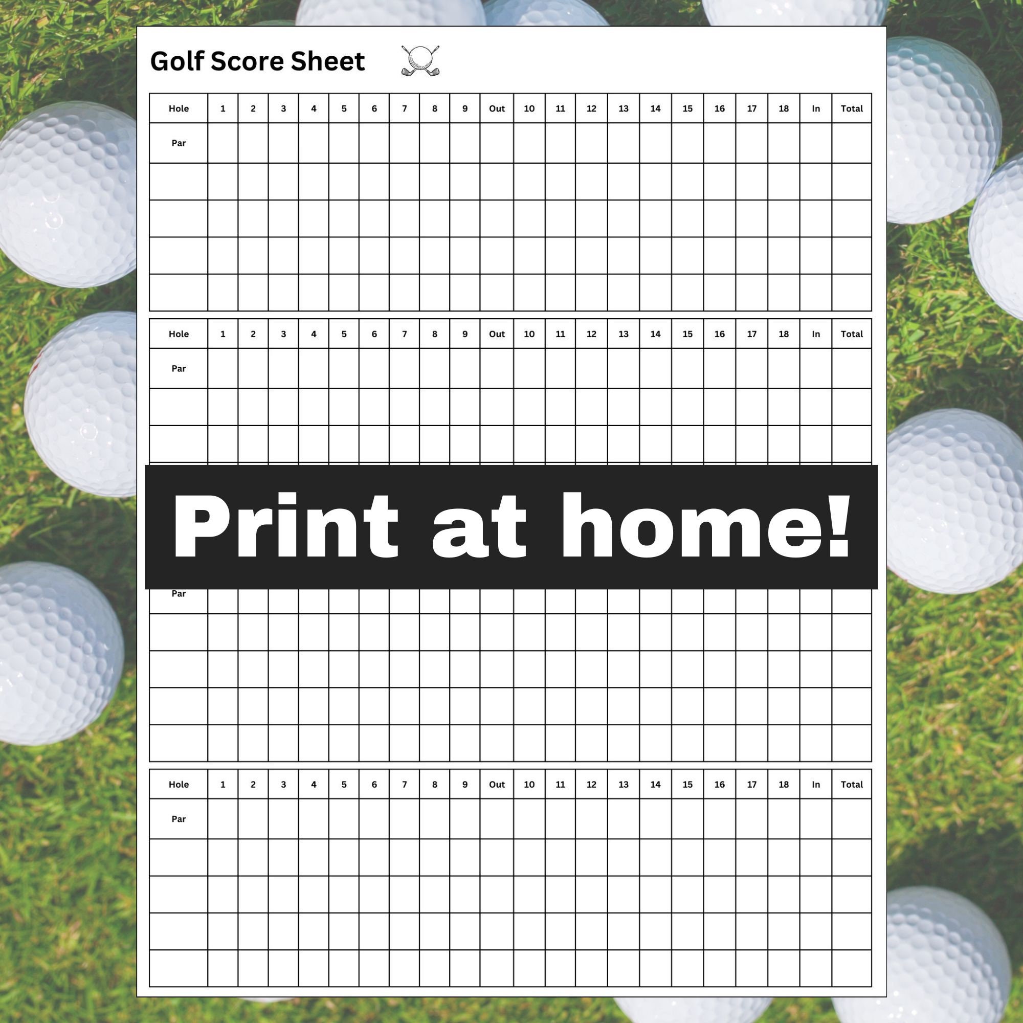 Golf Score Sheet Printable 8 5 X 11 Instant Download Etsy