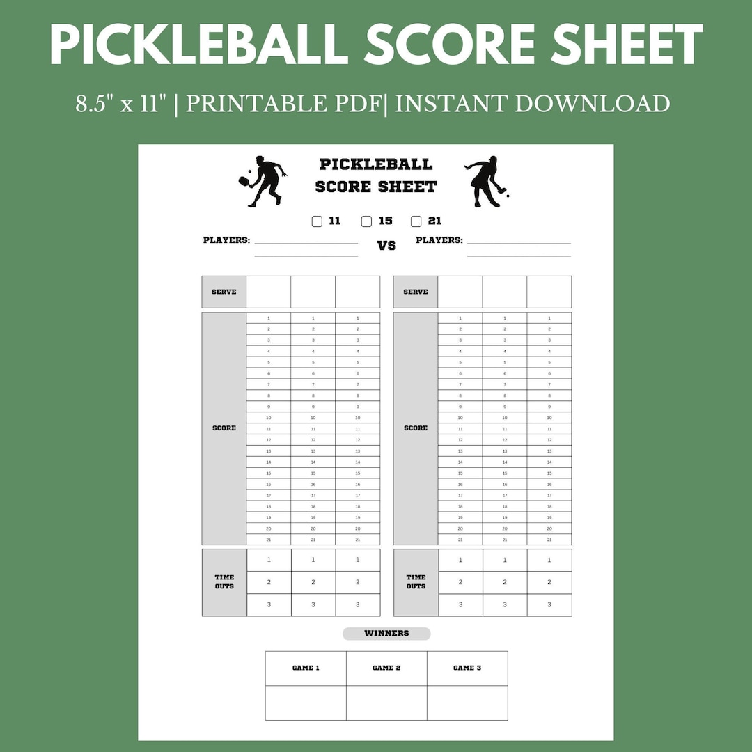 Pickleball Score Sheet 8 5 X 11 Instant Download Printable Etsy Pickleball Score Sheet 8 5 X 11 Instant Download Printable Etsy
