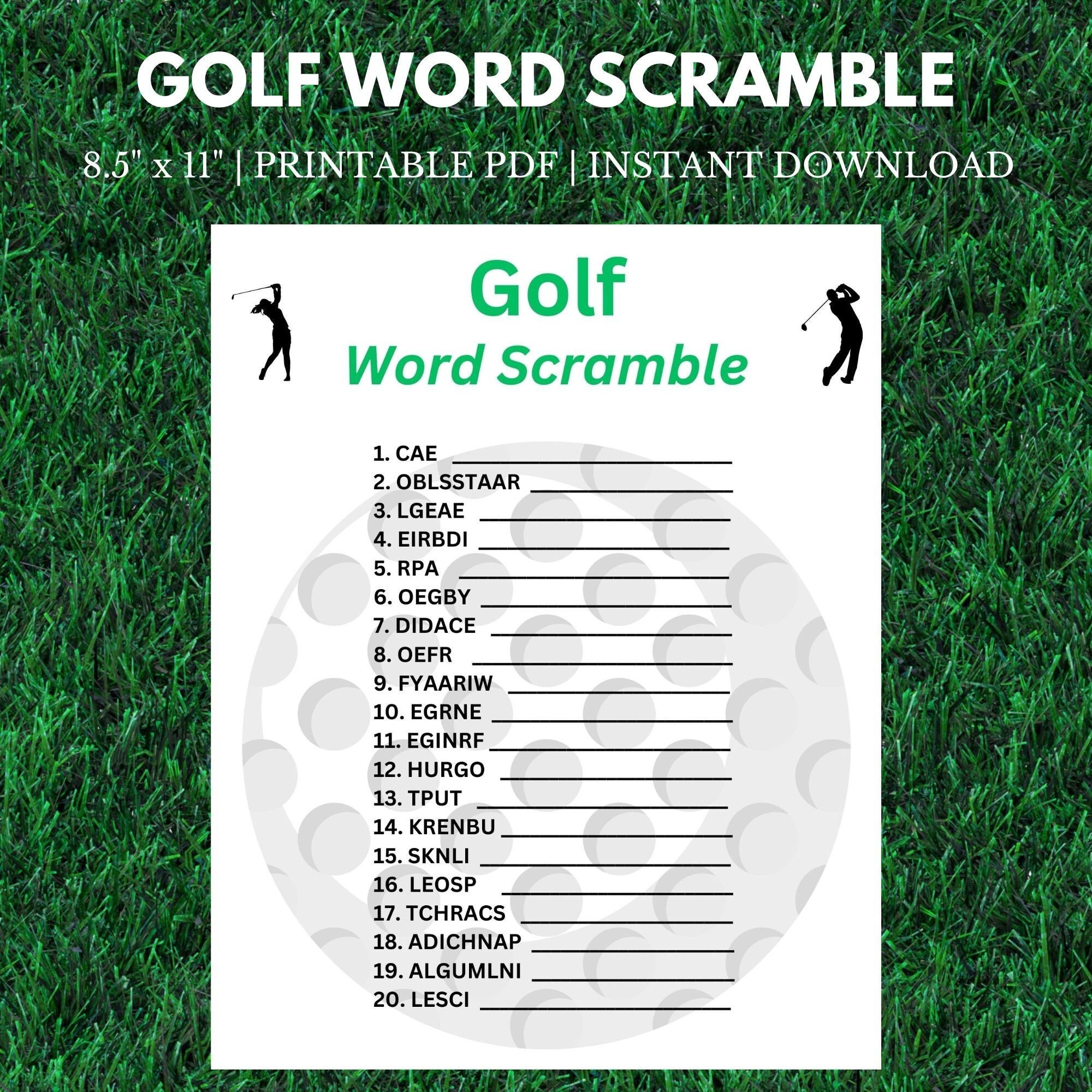 Golf Word Scramble | 8.5" X 11" Instant Download Printable - Etsy