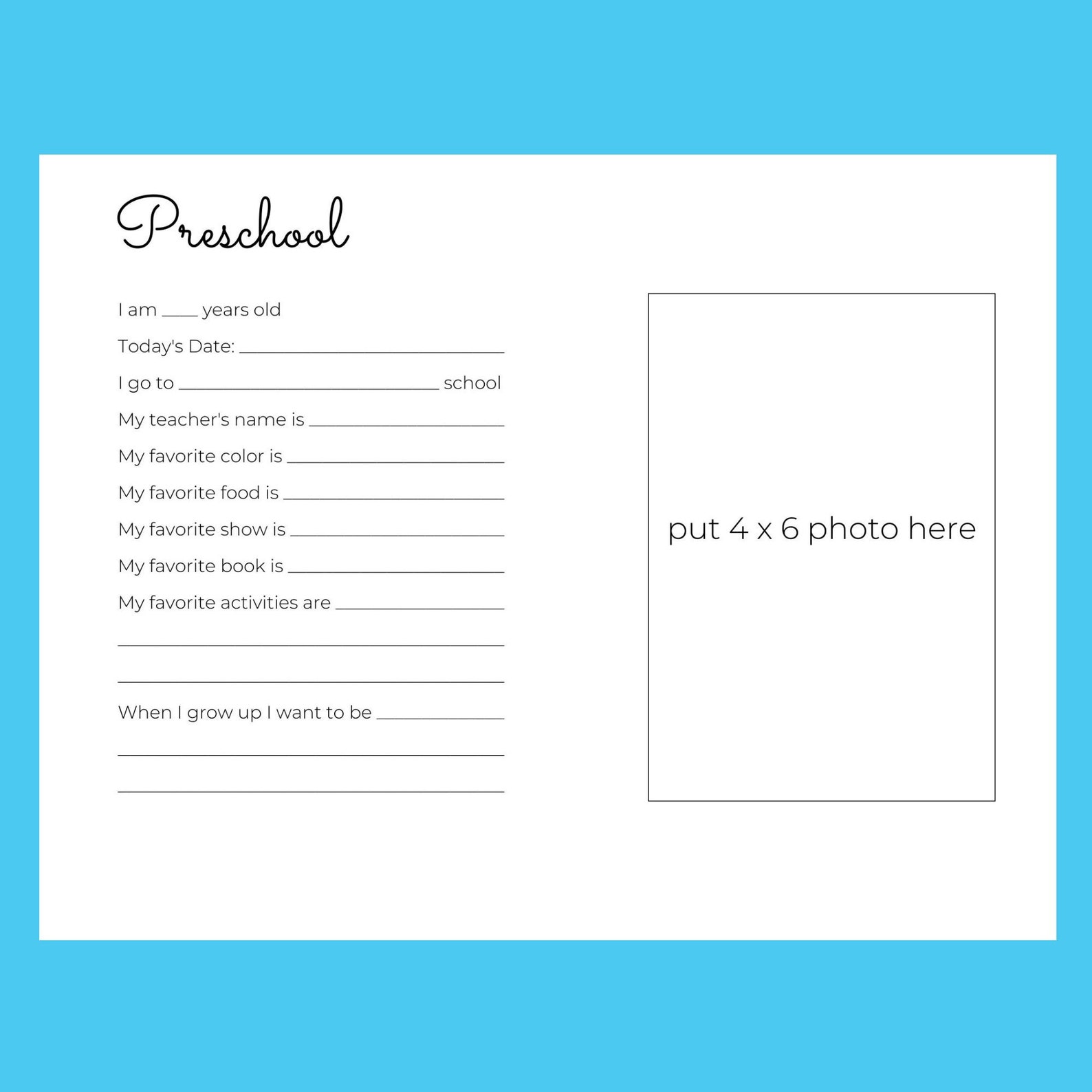 School Year Memory Sheets | 11