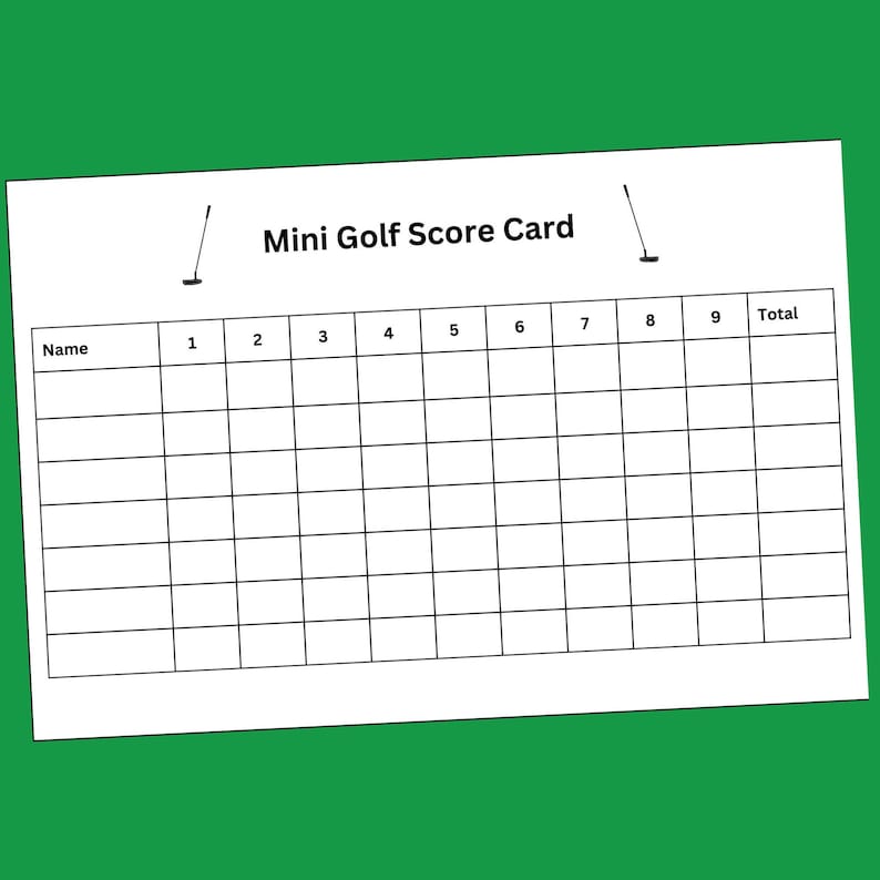 Mini Golf Score Card | 8.5