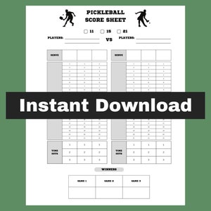 Pickleball Score Sheet | 8.5" X 11" Instant Download Printable - Etsy
