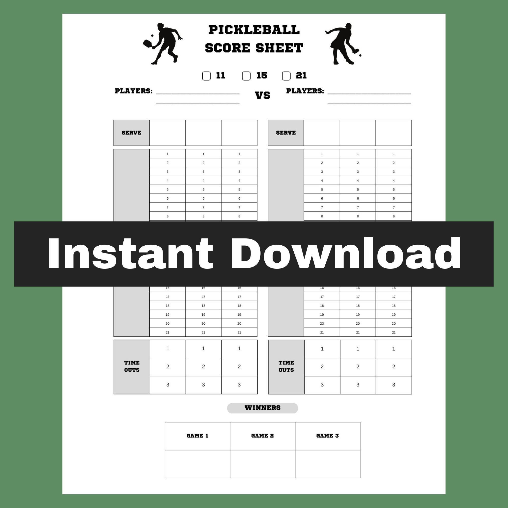 Pickleball Score Sheet 8 5 quot X - Il Fullxfull.5170745107 13o5 