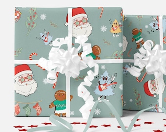 Christmas holiday wrapping paper, Cute Christmas gift wrap paper, Cute xmas wrapping paper sheets, Gift wrapping, Gift wrap paper w0001