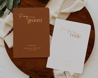 Wedding vow books, Custom wedding vow book, Personalized gift for bride and groom, Marriage vow renewal book, Gold foil, His and her booklet