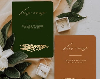 Vow books, Blue Ridge Mountains wedding vow books, His and her modern vow books, Vow book his and hers with mountains, Boho vow booklet