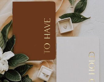 Vow books perfect for your wedding vow renewal, Boho wedding vow books, Gold foil, Vow books set of 2 for him or her, His her vow book