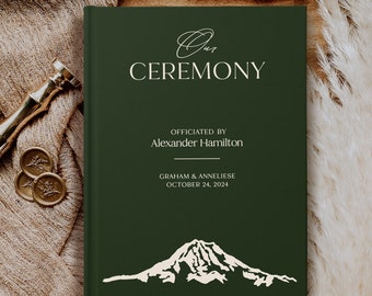 Officiant gift, Hard cover wedding officiant book, Our ceremony Mount Rainier, Mountain wedding, Various colors available