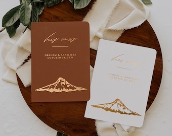 Vow books set of 2, Mount Hood Mountain wedding vow books, His and her vow books, Vow books his and hers with mountains, Boho vow booklet