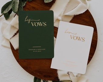 Wedding vow books, Custom wedding vow book, Personalized gift for bride and groom, Marriage vow renewal book, Gold foil, His and her booklet