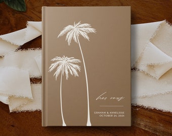His and her vow books for tropical destination wedding, Modern vow books him and her, Boho neutral colors, Hardcover vow books his and hers