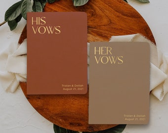 Vow books perfect for your wedding or vow renewal, Boho neutral colors, Gold silver rose gold foil available, Cute booklet for him or her