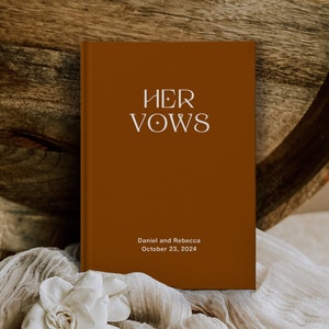 Vow books his and hers, Wedding vow book in boho neutral colors, Custom hardcover vow journal for him or her, Gift for bride, Various colors