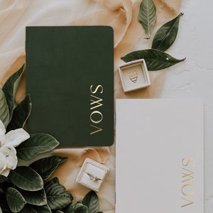 Vow books perfect for your wedding or vow renewal, Boho neutral colors, Gold silver rose gold foil available, Cute booklet for him or her