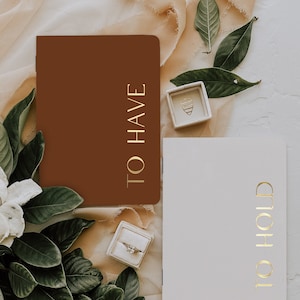 Vow books perfect for your wedding vow renewal, Boho wedding vow books, Gold foil, Vow books set of 2 for him or her, His her vow book