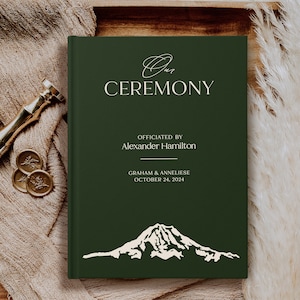 Officiant gift, Hard cover wedding officiant book, Our ceremony Mount Rainier, Mountain wedding, Various colors available