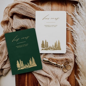 Vow books set of 2, Redwood National Park wedding vow book, Vow book his and hers mountains, Boho vow renewal booklet, Wedding registry