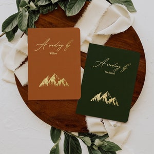 Wedding Reading Book, Personalized cover in several colors, Mountain design, Gold silver or rose gold foil available image 1