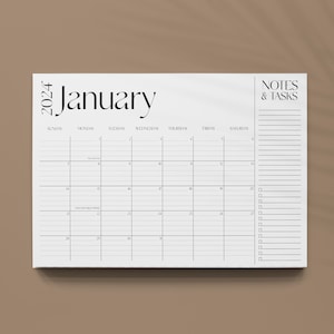 2024 Desk Calendar, SUNDAY start, 11x17 Notepad, Large Desk Pad, January to December, Monthly planner note pad, Tear off notepad calendar