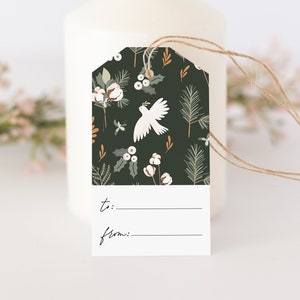 Christmas gift tags, Set of 24 tags, Boho holiday pattern, Xmas secret santa gift tag, Christmas hang tag, Favor tags, Gift tags with string