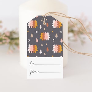 Christmas gift tags, Set of 24 tags, Boho holiday pattern, Xmas secret santa gift tag, Christmas hang tag, Favor tags, Gift tags with string