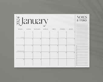 2024 Desk Calendar, MONDAY start, 11x17 Notepad, Large Desk Pad, January to December, Monthly planner note pad, Tear off notepad calendar