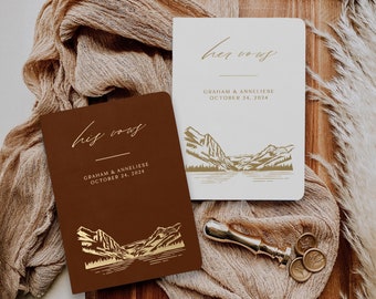 Vow books, Lake Louise wedding vow books, His and her modern vow books, Vow books his and hers with mountains, Elopement vow books set of 2