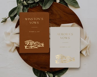 Vow books, Peyto Lake Banff National Park wedding vow books, His and her vow books, Vow book his and hers with mountains, Boho vow booklet