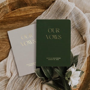 Wedding vow books Custom vow books set of 2 Personalized modern vow books his and her Marriage vow renewal books Gold foil Our vows booklets