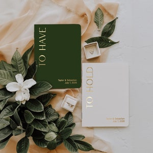 Vow books perfect for your wedding vow renewal, Boho wedding vow books, Gold foil, Vow books set of 2 for him or her, His her vow book