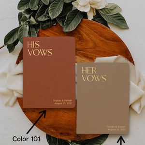 Vow books perfect for your wedding or vow renewal, Boho neutral colors, Gold silver rose gold foil available, Cute booklet for him or her image 2