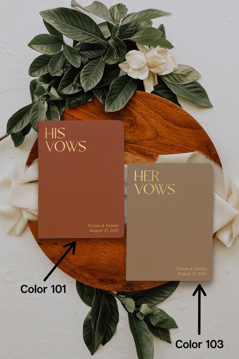 Vow books perfect for your wedding or vow renewal, Boho neutral colors, Gold silver rose gold foil available, Cute booklet for him or her image 2