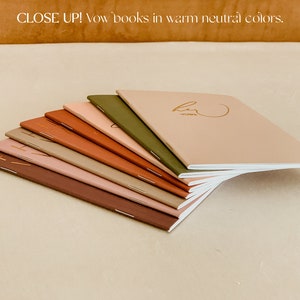 Vow books perfect for your wedding or vow renewal, Boho neutral colors, Gold silver rose gold foil available, Cute booklet for him or her image 7