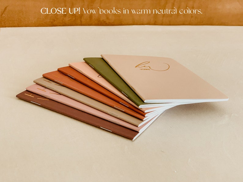 Vow books perfect for your wedding or vow renewal, Boho neutral colors, Gold silver rose gold foil available, Cute booklet for him or her image 7