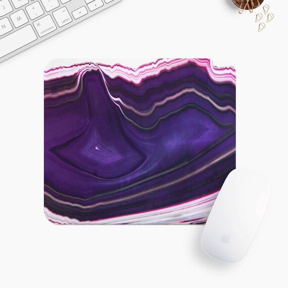 Natural Marble Stone Boho Desk Accessory Blue Agate Mousepad Marble Round Mouse Pad Gemstone Mouse Pad Precious Stone Mouse Pad Geode Mouse Pad