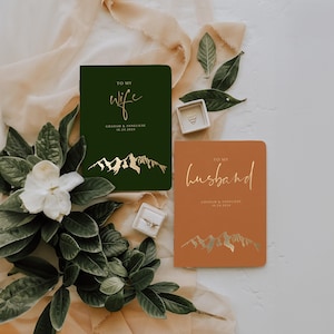 Vow books set of 2, Grand Teton custom wedding vow books, Toy my bride, To my groom, His and her vow booklets for your wedding or elopement