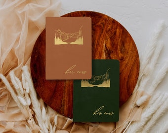 Wedding vow books, Zion National Park wedding vow book, Personalized gift for bride and groom with Gold foil, His her and their booklet