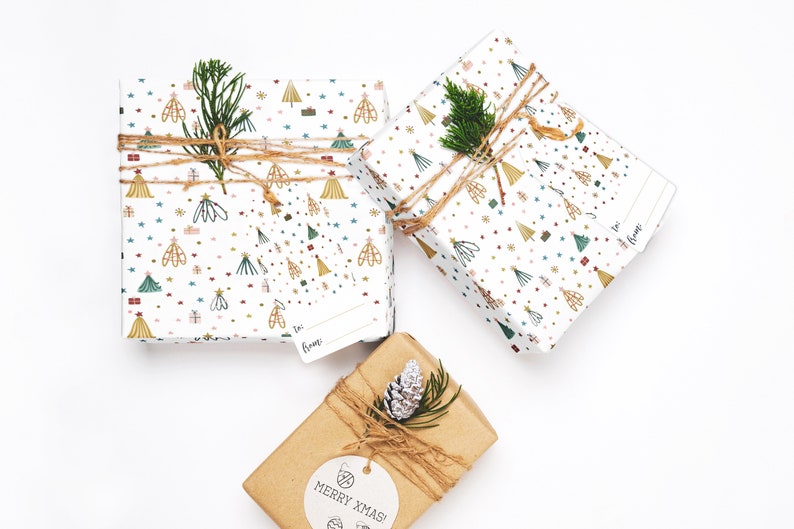 Wrapping paper Christmas, Christmas gift wrap, Holiday wrapping paper roll, Xmas wrapping paper, holiday gift wrap paper, Gift wrapping image 3