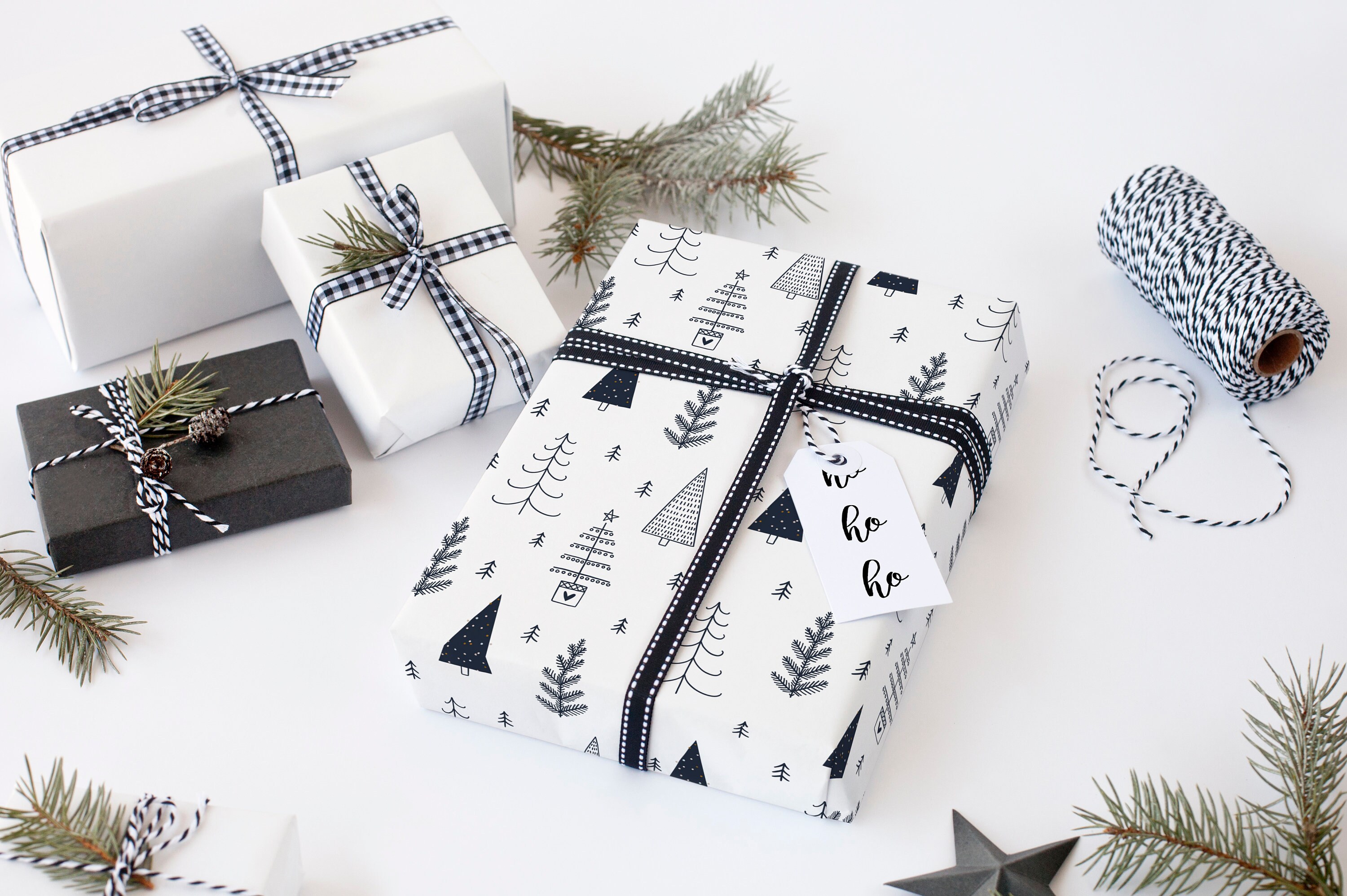 Christmas Wrapping Paper Gift, Custom Face Wrapper Paper, Personalized  Christmas Gift Decoration, Black & White Wrapping Paper Roll 58x 23 