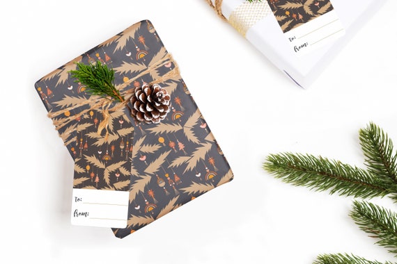 Boho Wrapping Paper, Gift Wrap Sheets Featuring a Unique Christmas