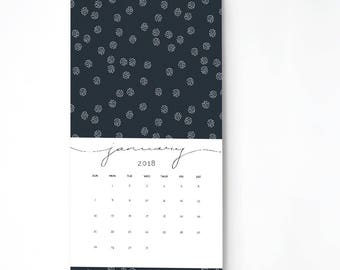 2018 Monthly Wall Calendar, 9.5 x 17.25, Wall Calendar, Gift for Her (cal0009)