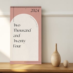 2024 Wall Calendar, Wall Planner, Dusty Mauve Abstract Modern Minimal Home Office Decor, Pink Boho Wall Art, Monthly Calender For Him Or Her image 2