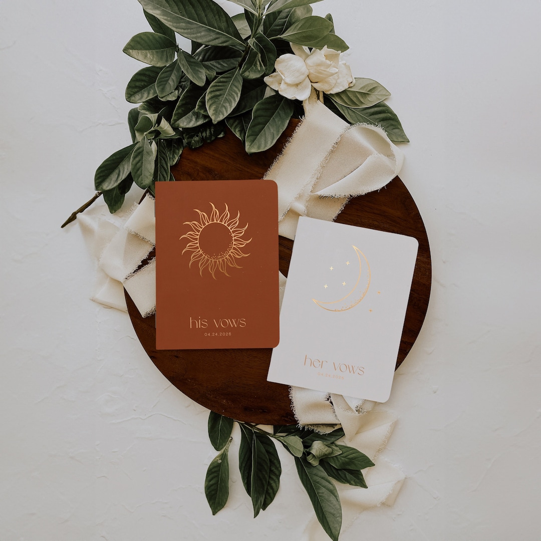 Sun Vow Vow Books Set of Two for Your Wedding or Vow Renewal, Sun and Moon ...
