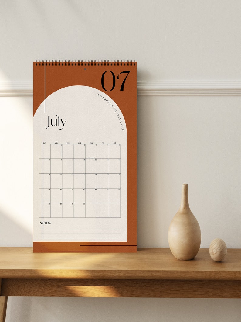 2024 Wall Calendar, 9.5 X 17.25, Wall Planner, Abstract Modern Minimal Home And Office Decor, Boho Wall Art, Monthly Calender For Him Or Her Bild 4