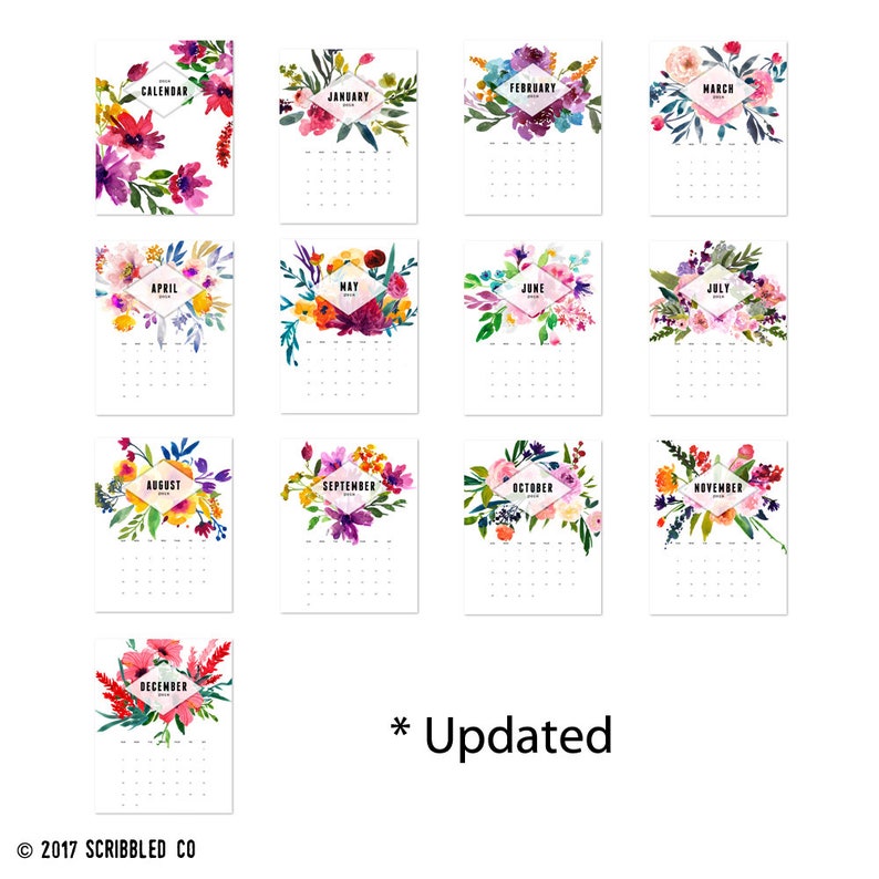 Wall Calendar 11x14 2020 Monthly Wall Planner Watercolor Etsy