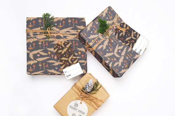 Boho Wrapping Paper Vintage Tiger Gift Wrap Aesthetic Wrapping