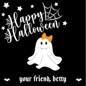 Halloween printable gift tag, ghost school party tag
