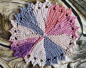 Knit dishcloth pattern, hotpad pattern, round dishcloth, easy knit washcloth, knitting pattern, washcloth, knit potholder, knit doily