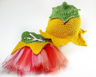 Crochet Baby Fairy Outfit, Baby photo prop, photography prop, baby girl photo prop, crochet photo prop, crochet fairy hat, fairy skirt