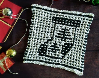 Knit stocking dishcloth pattern, hotpad pattern, knit christmas tree, knit hotpad, beginner knitting pattern, stocking blanket square